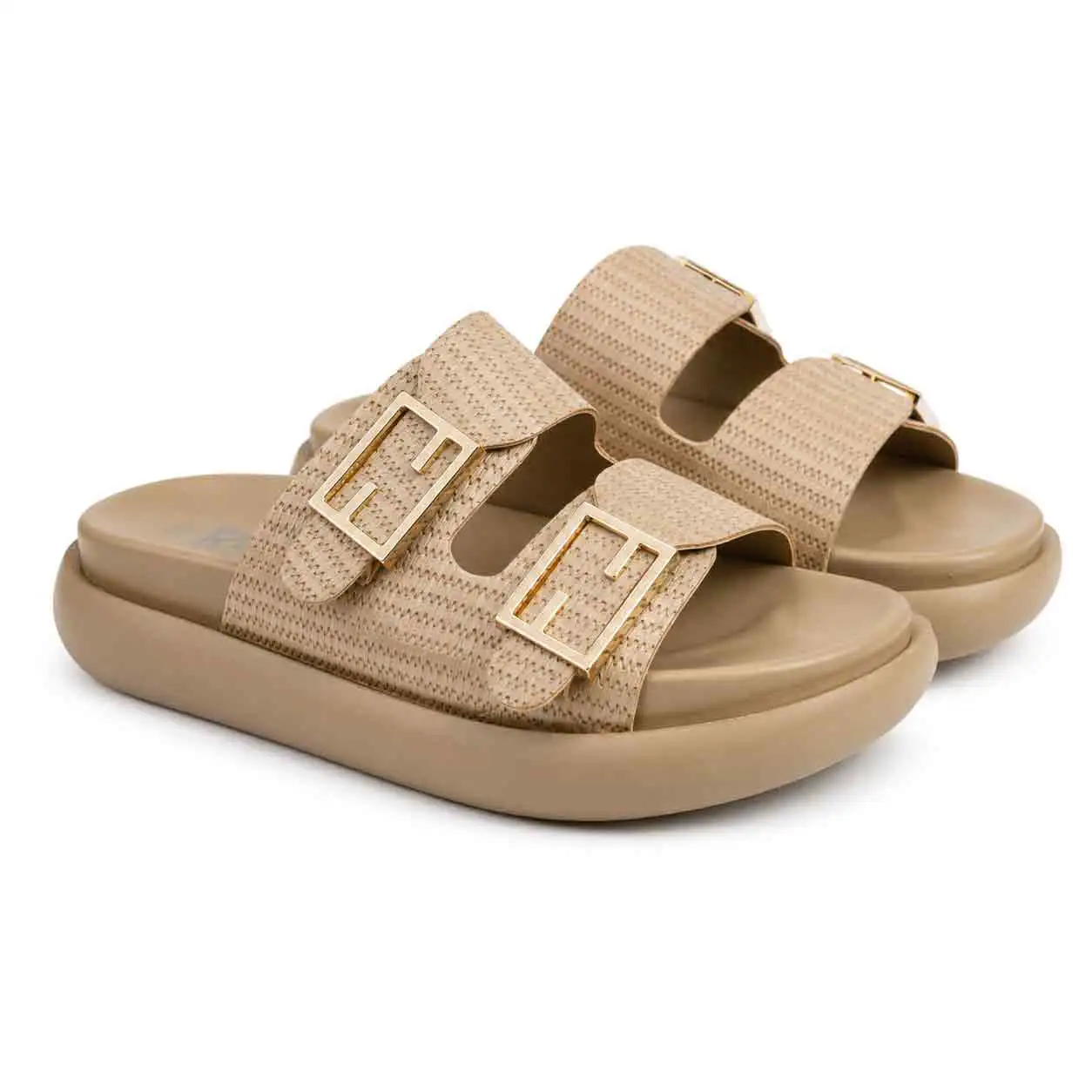 Sandale Compense pour femme 8099-2 beige  miniature